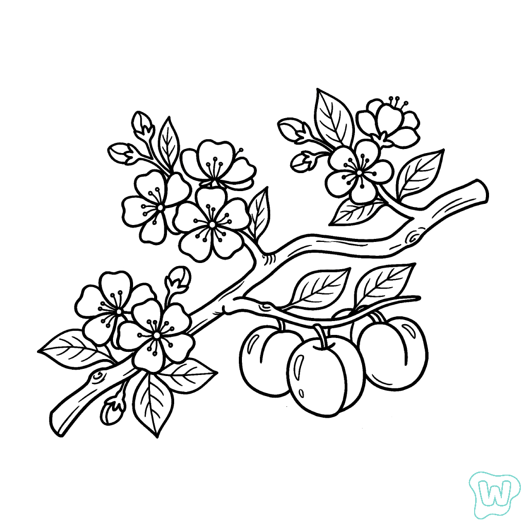 Albaricoque para colorear y Imprimir PDF gratis