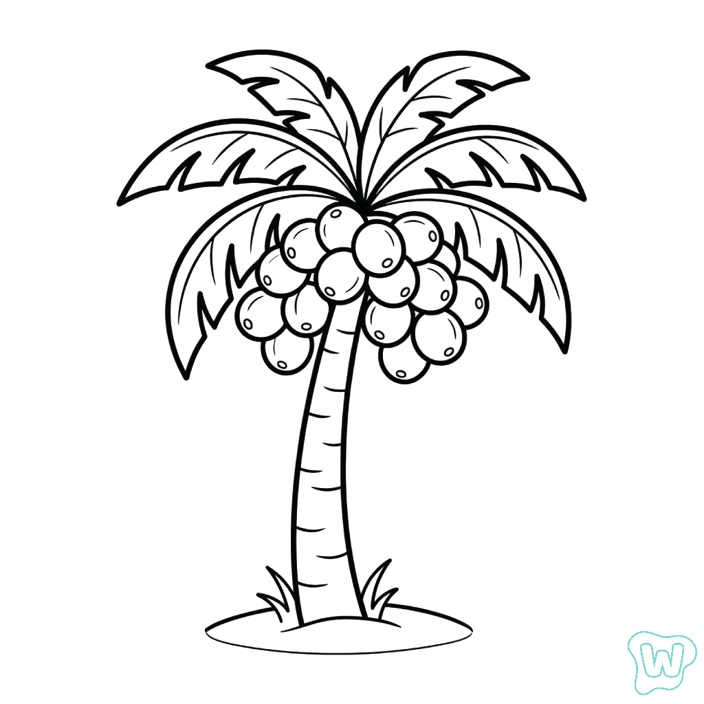 Árbol de Coco páginas para colorear para adultos