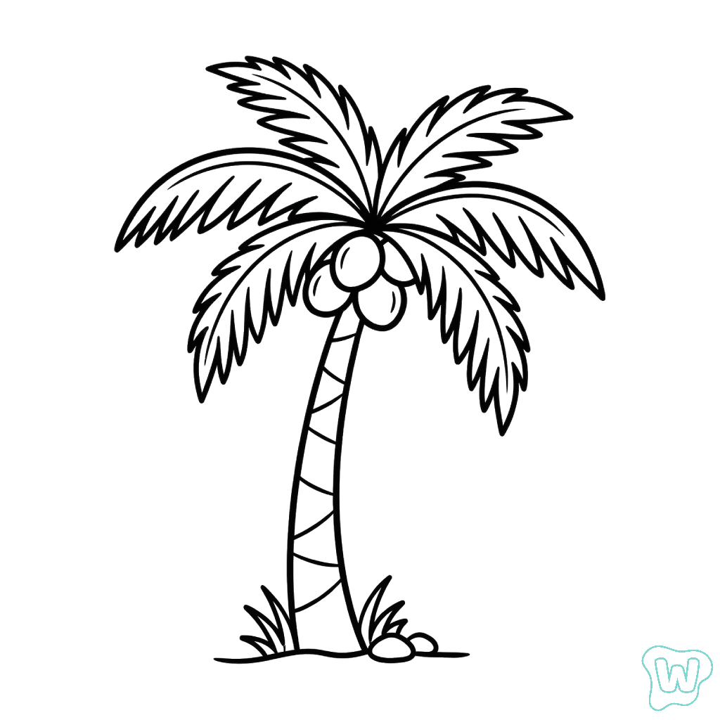 Árbol de Coco para colorear gratis