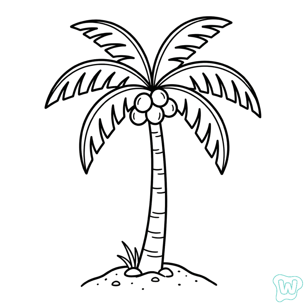 Árbol de Coco páginas para colorear gratis