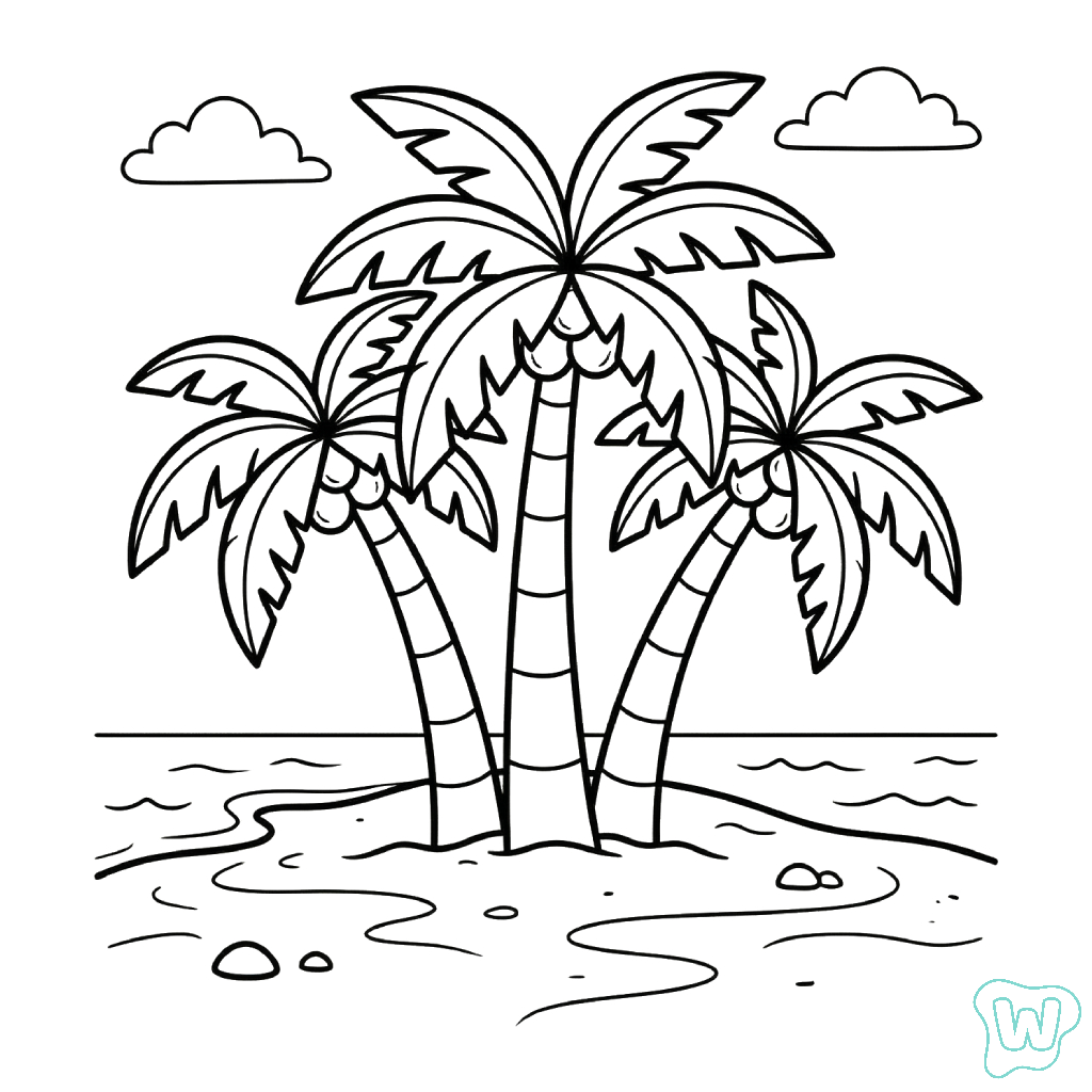 lindas páginas para colorear Árbol de Coco