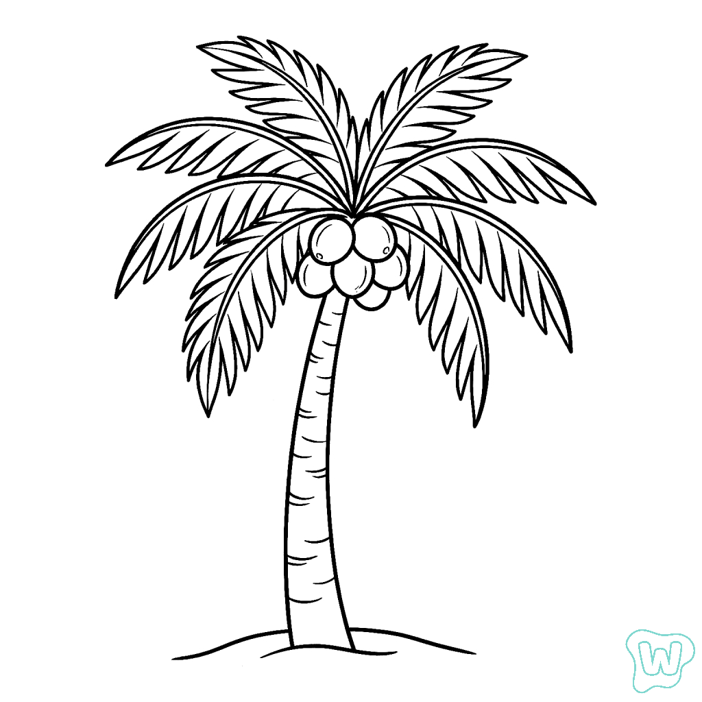 para colorear Árbol de Coco