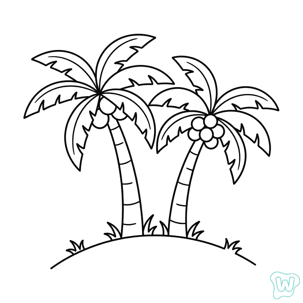 páginas para colorear detalladas de Árbol de Coco para adultos