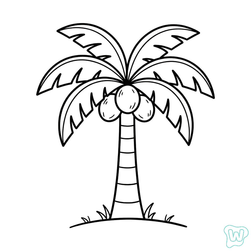 Árbol de Coco páginas para colorear gratis 1
