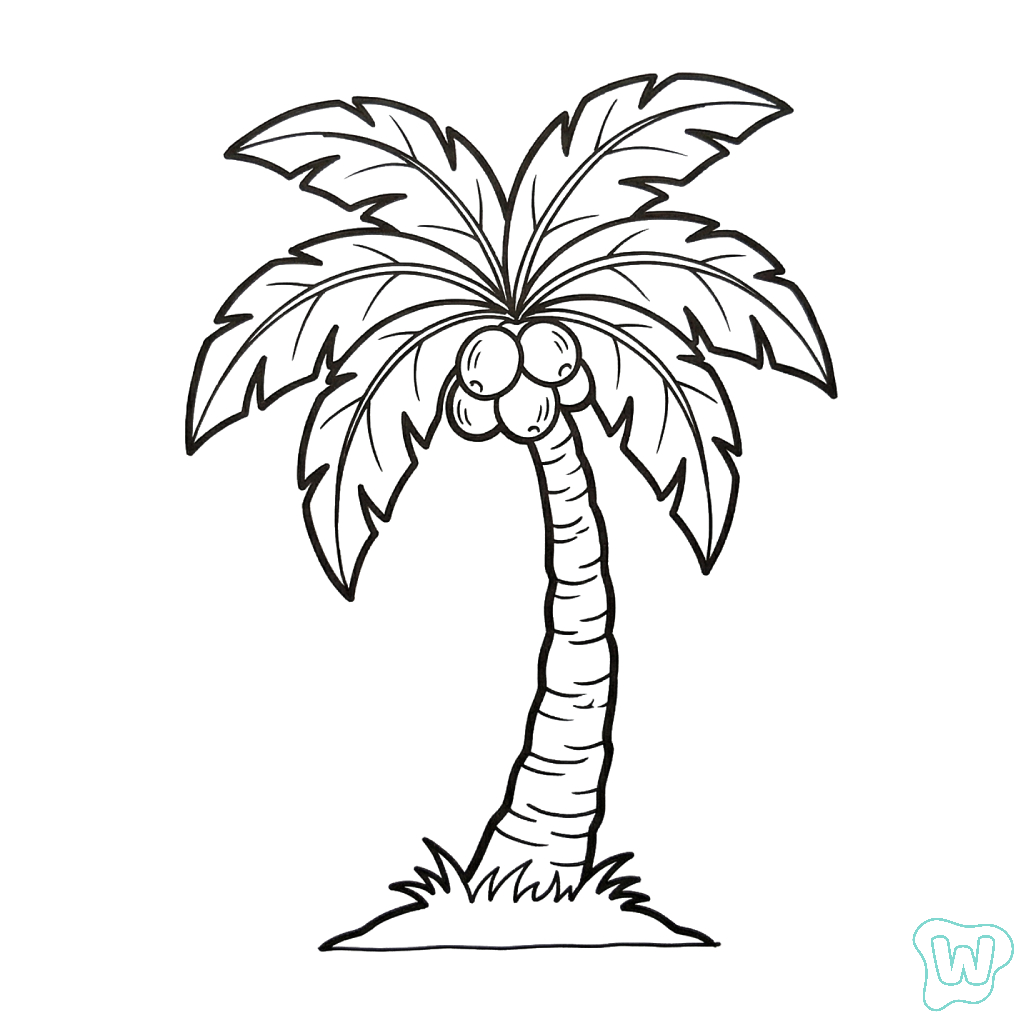Árbol de Coco dibujos para colorear
