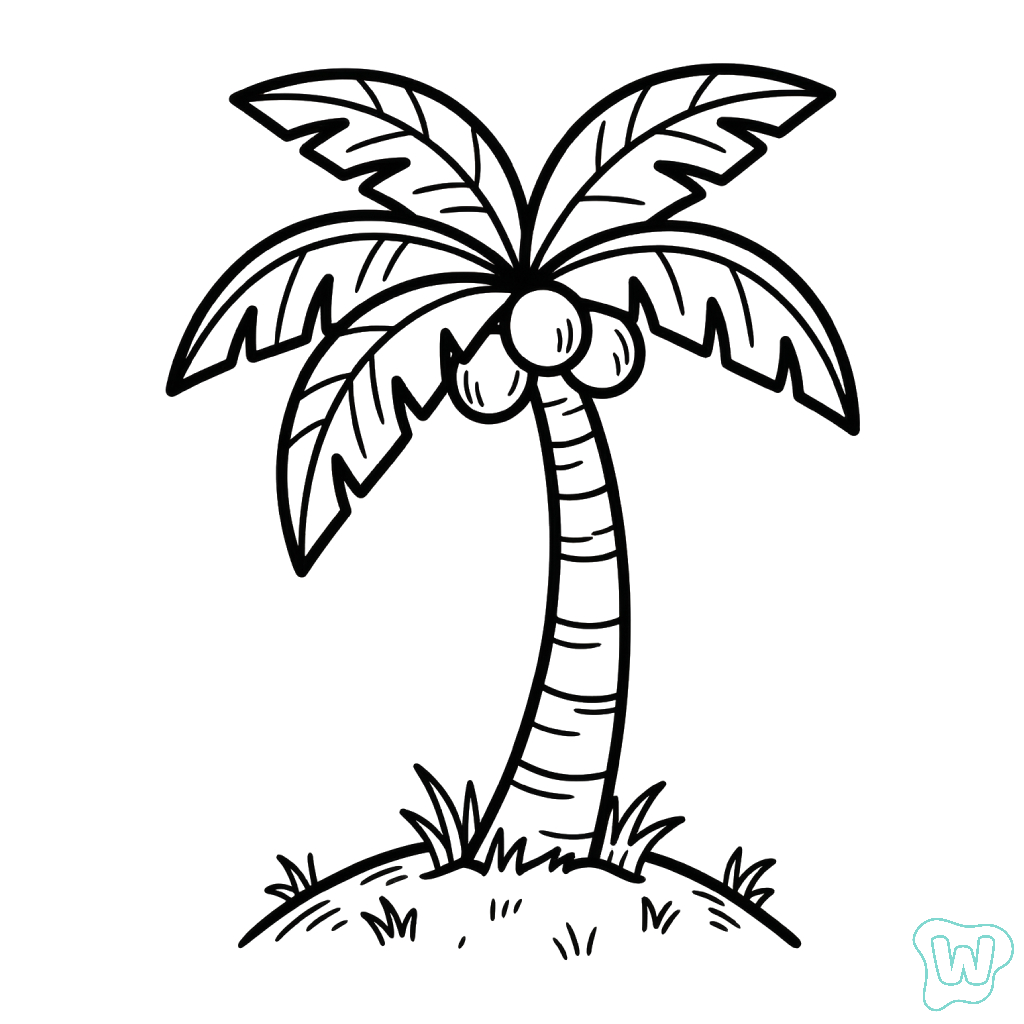 páginas para colorear gratis Árbol de Coco para adultos