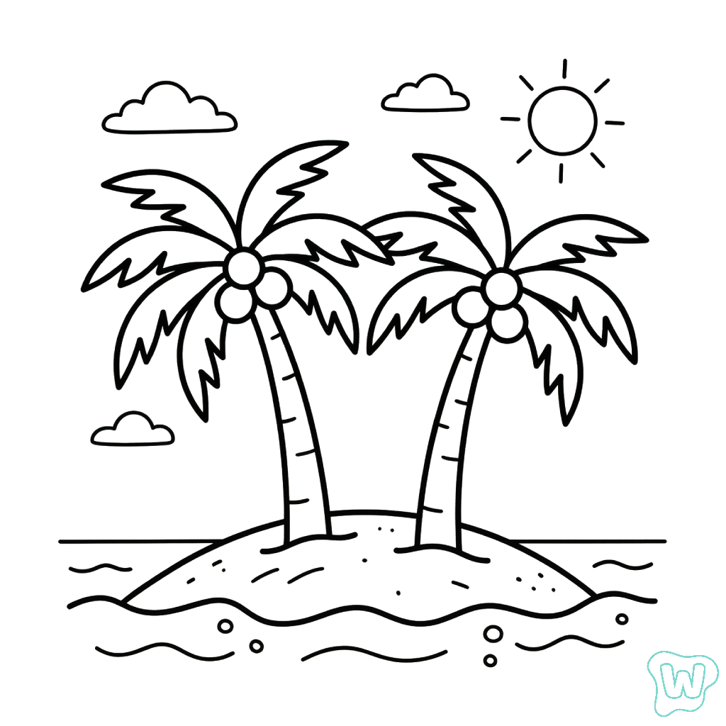 páginas para colorear para adultos Árbol de Coco