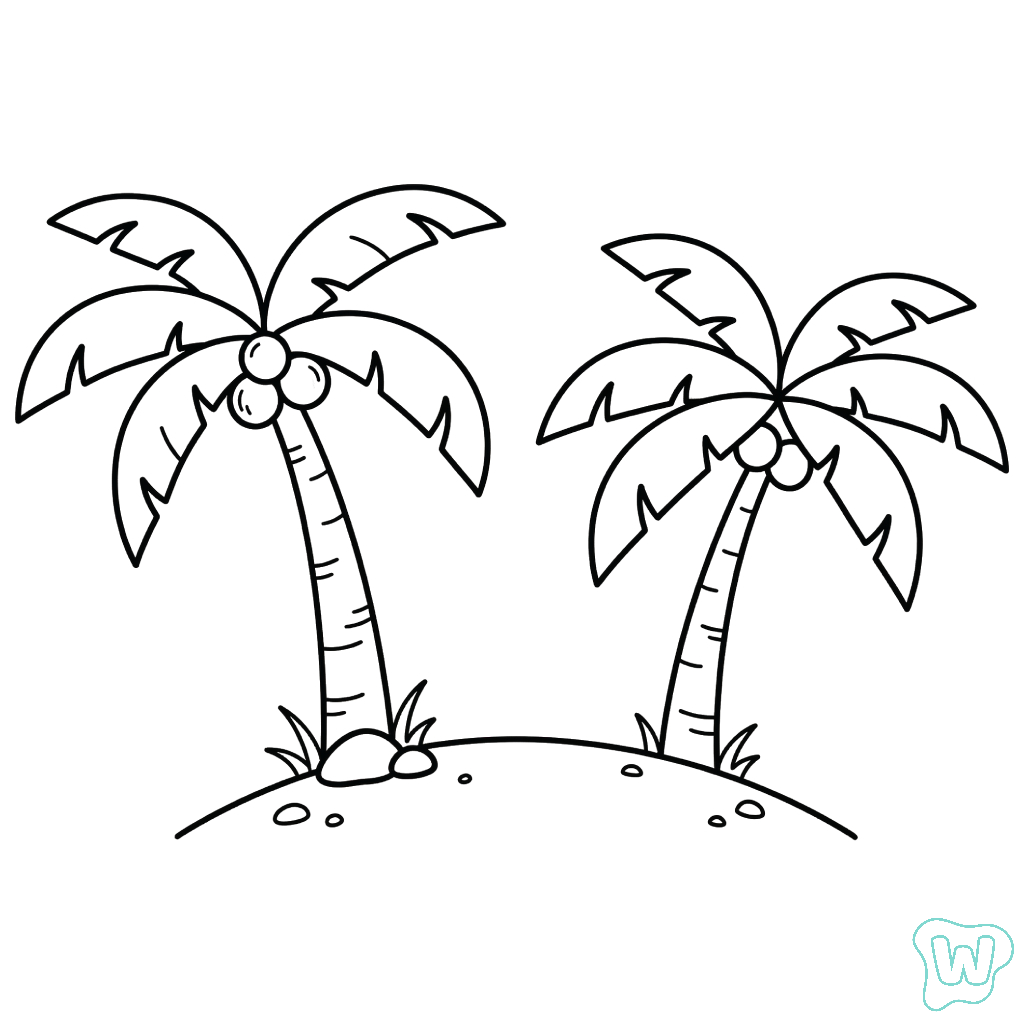 Árbol de Coco para colorear