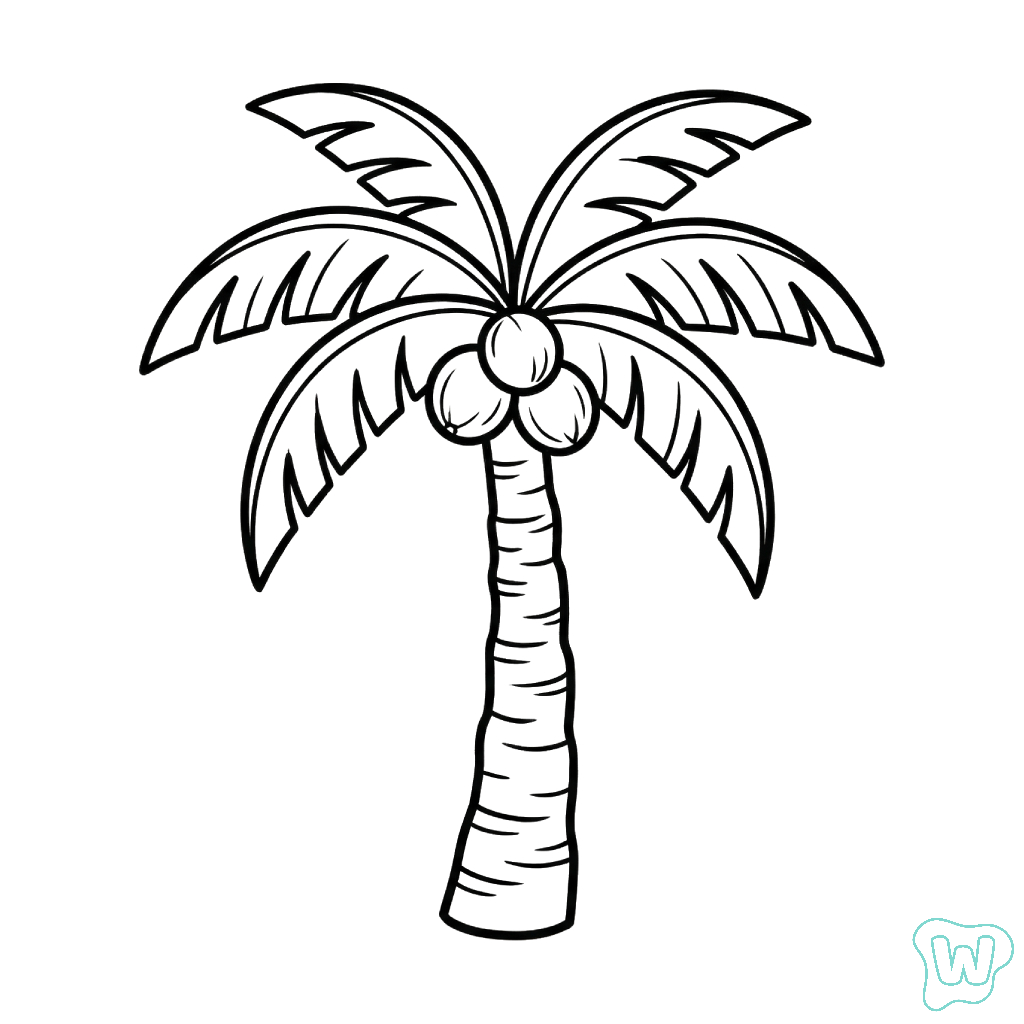 colorear y Imprimir PDF gratis Árbol de Coco