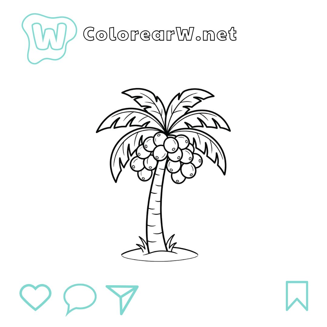 Árbol de Coco para colorear (PDF para imprimir gratis) thumbnail