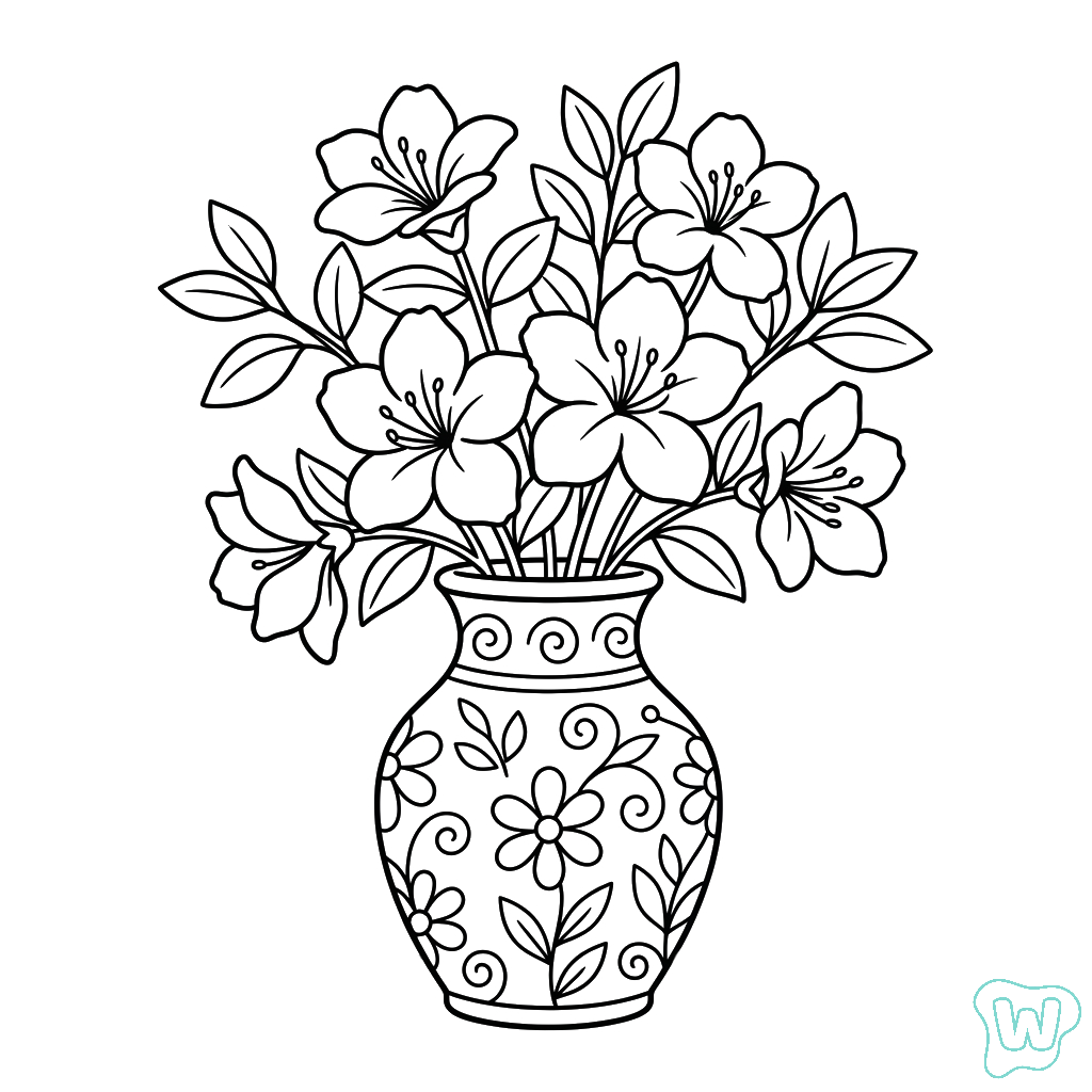 Azalea para colorear y Imprimir PDF gratis