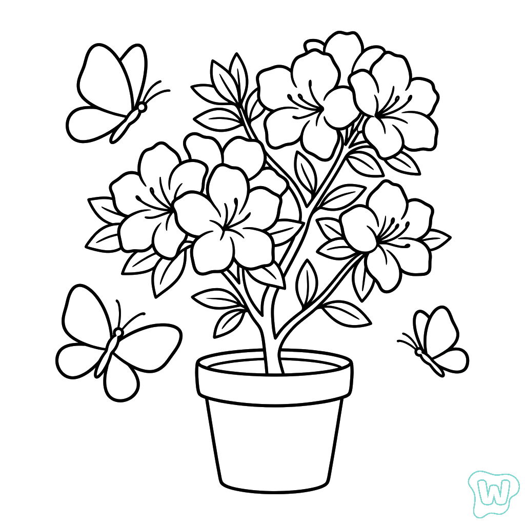 páginas para colorear gratis Azalea para niños