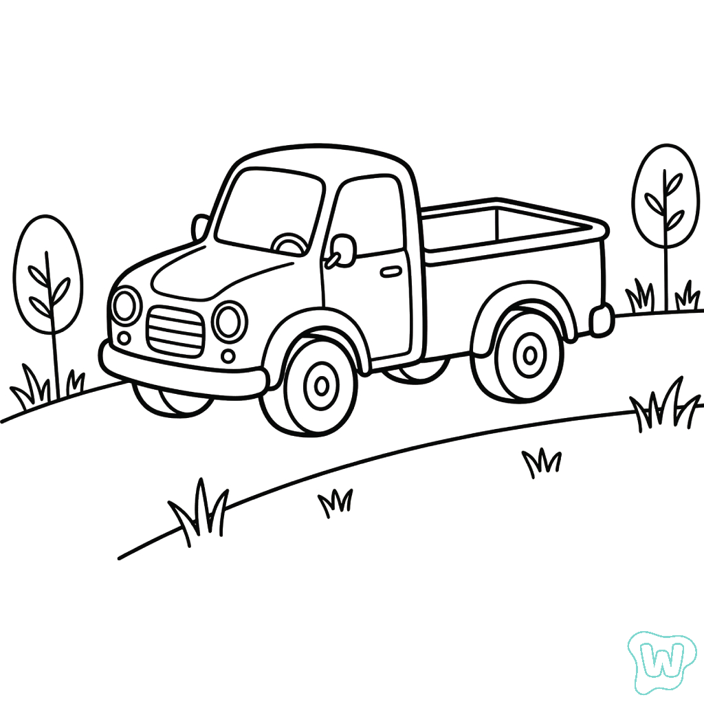 páginas para colorear kawaii lindas Camionetas Pickup