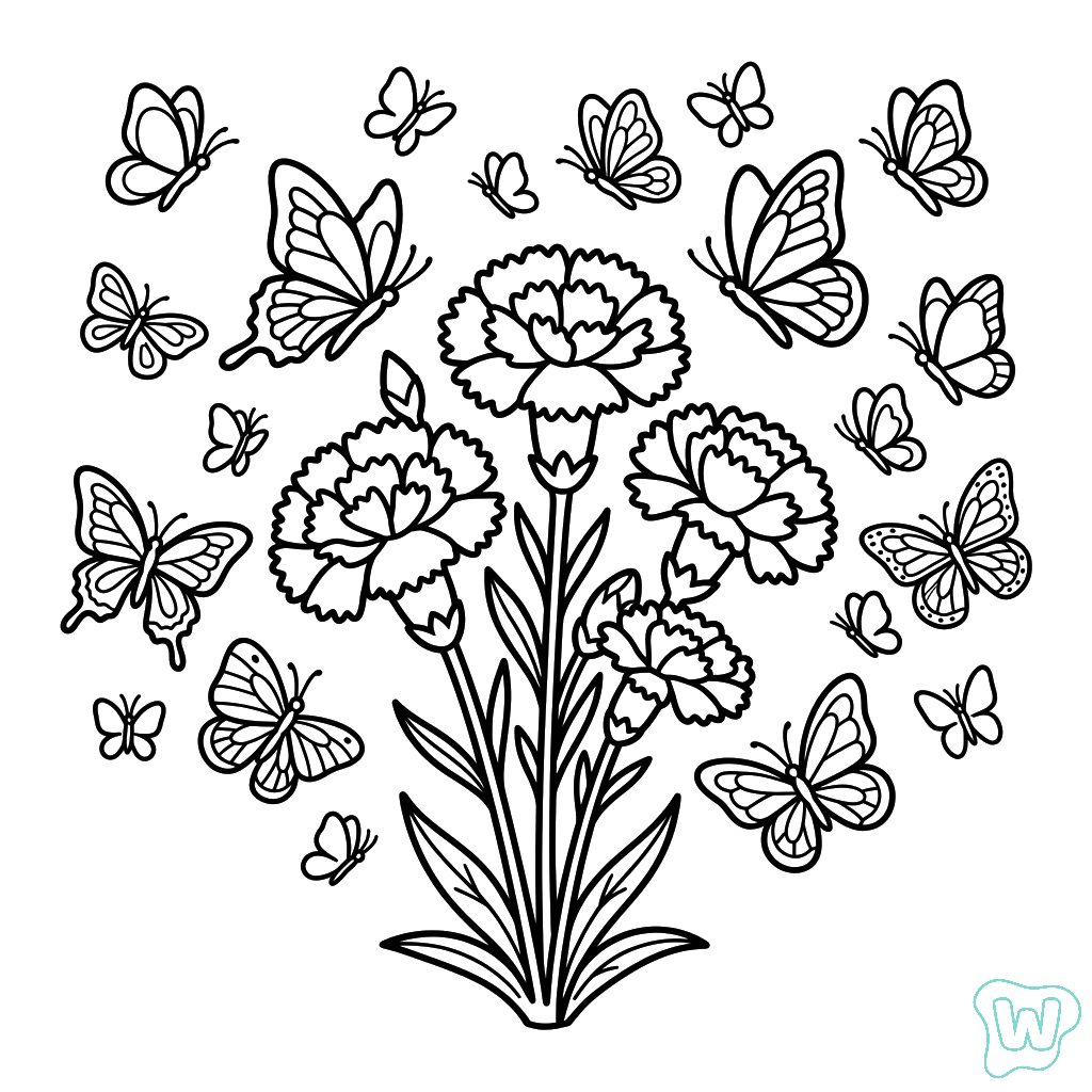 páginas para colorear fáciles de Clavel