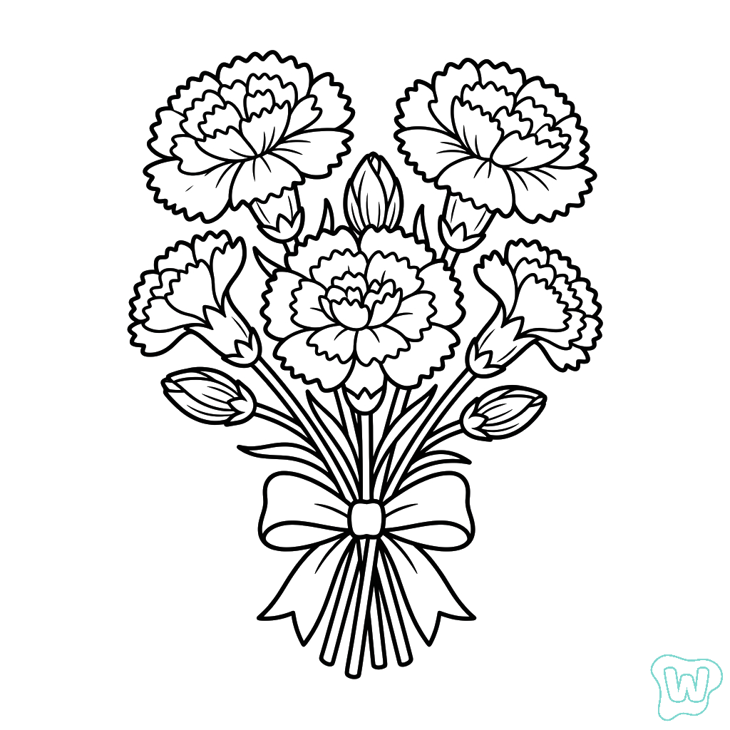 páginas para colorear detalladas de Clavel para adultos