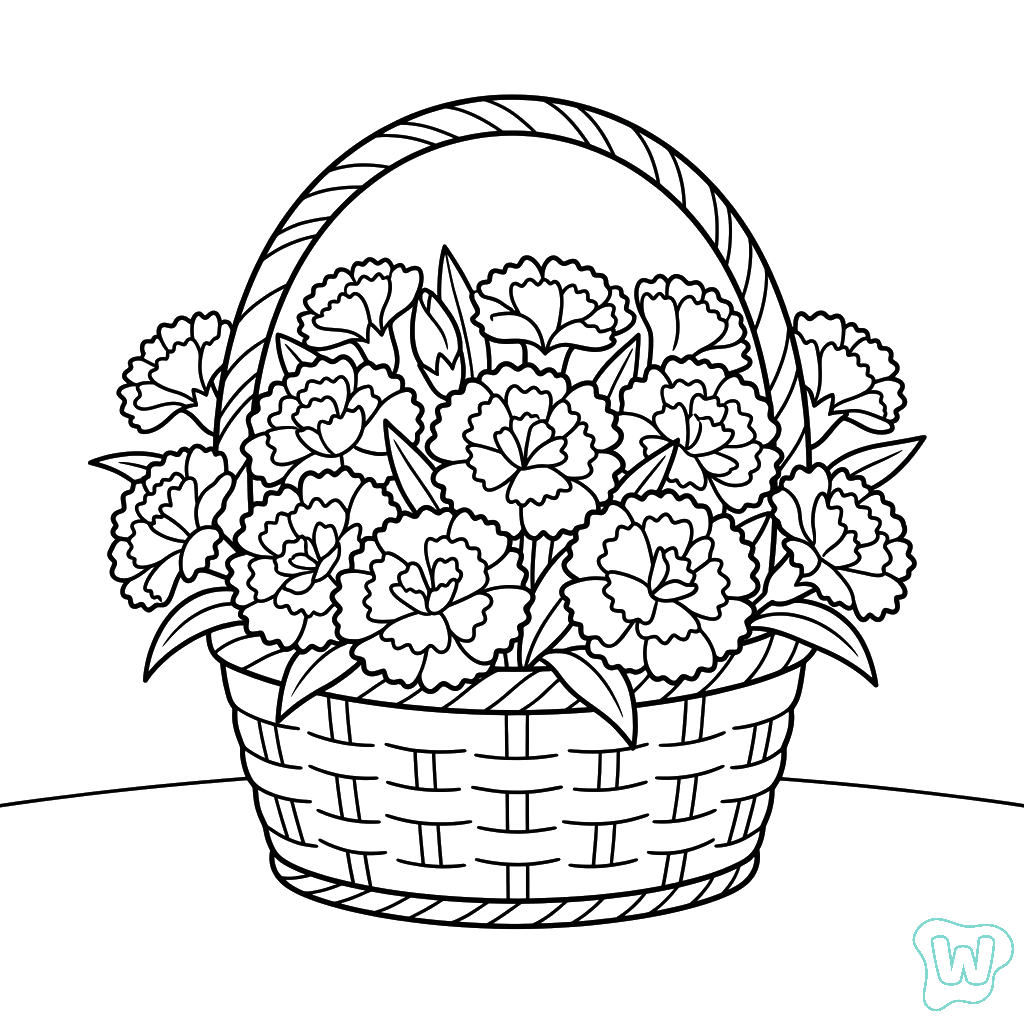 páginas para colorear lindas y fáciles de Clavel