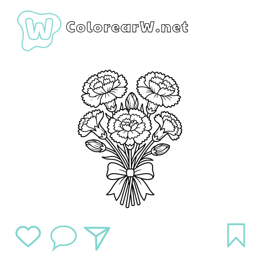 Clavel para colorear (PDF para imprimir gratis) thumbnail