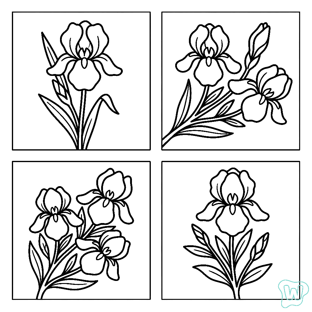 felices páginas para colorear Iris