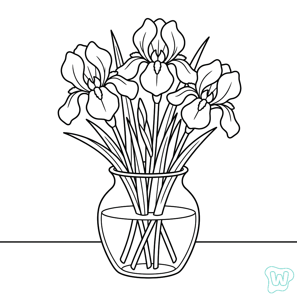 Iris páginas para colorear fáciles