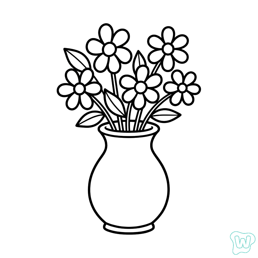 páginas para colorear detalladas de Jarrón de Flores para adultos