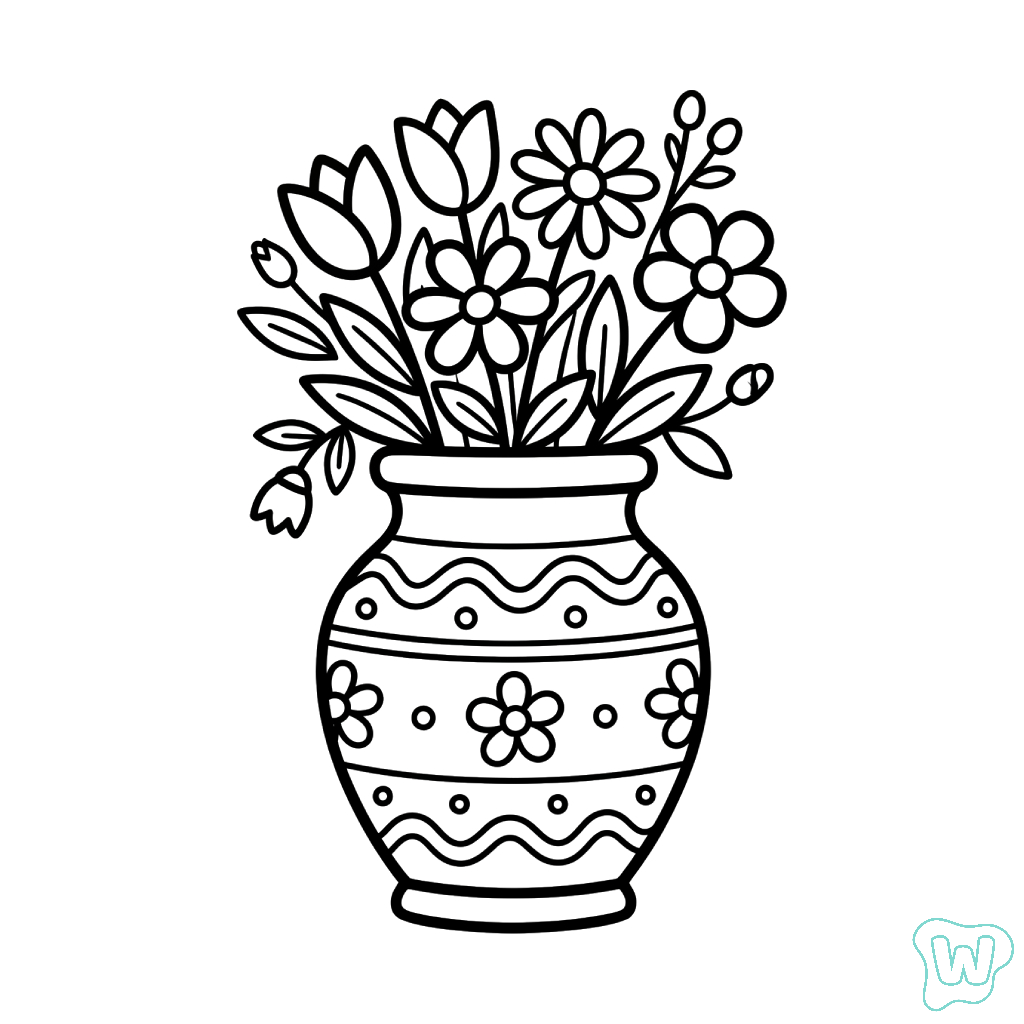 páginas para colorear gratis Jarrón de Flores 1