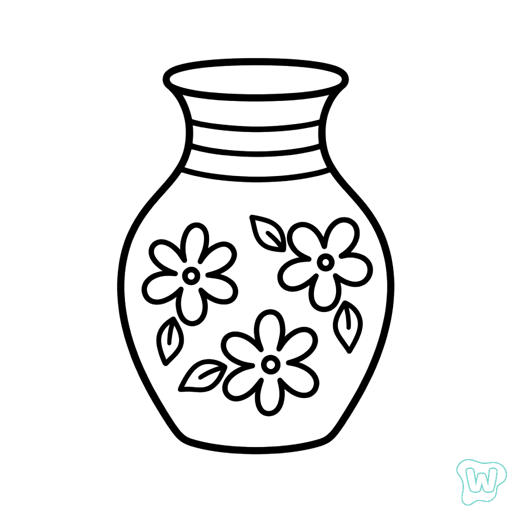 páginas para colorear kawaii lindas Jarrón de Flores