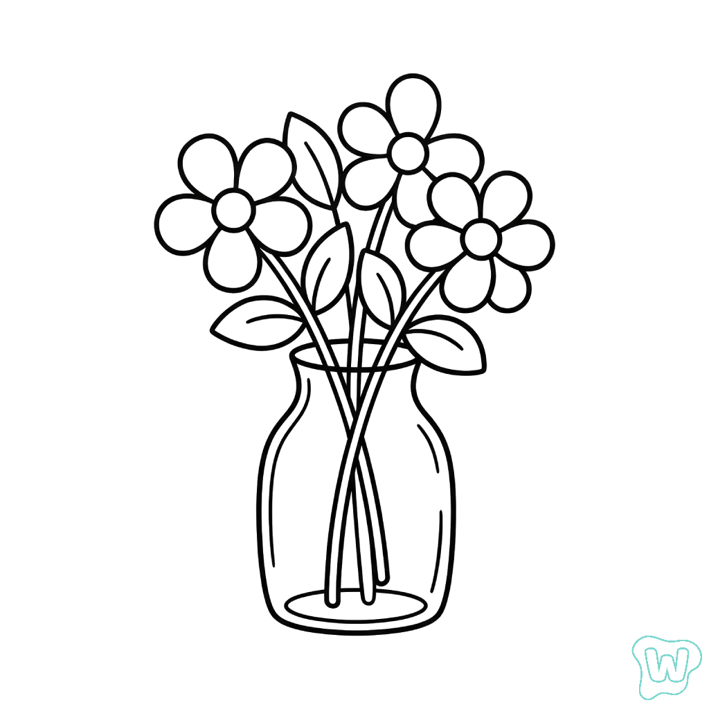 páginas para colorear lindas y fáciles de Jarrón de Flores