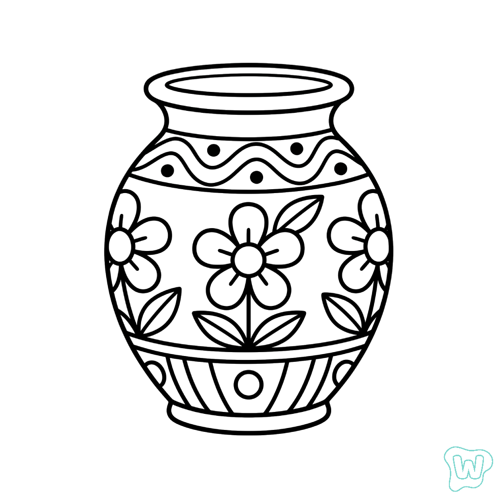 Jarrón de Flores colorear y Imprimir PDF gratis