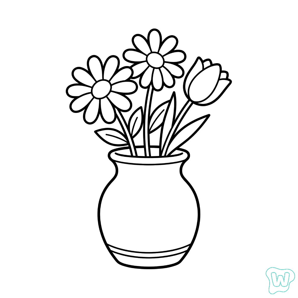 Jarrón de Flores páginas para colorear de adornos