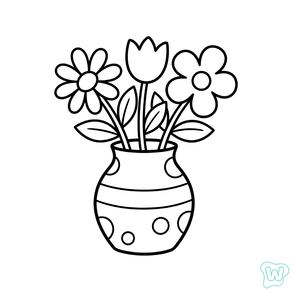 Jarrón de Flores páginas para colorear de adornos 1