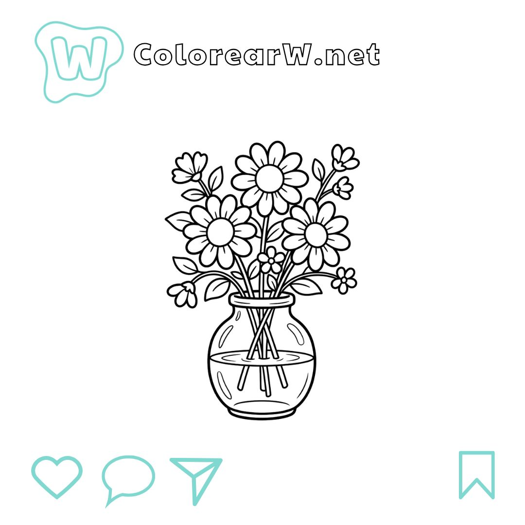 Jarrón de Flores para colorear (PDF para imprimir gratis) thumbnail