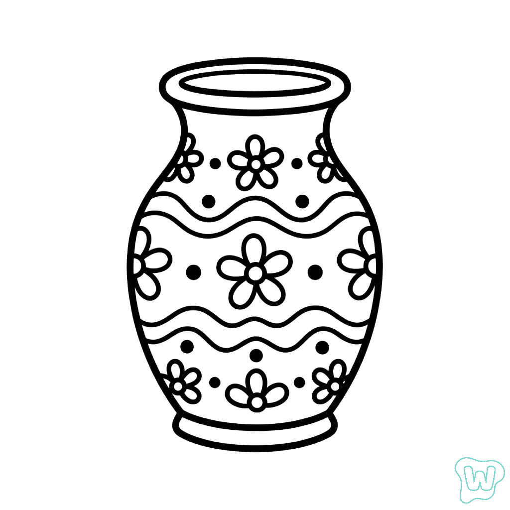 páginas para colorear para niños Jarrón de Flores