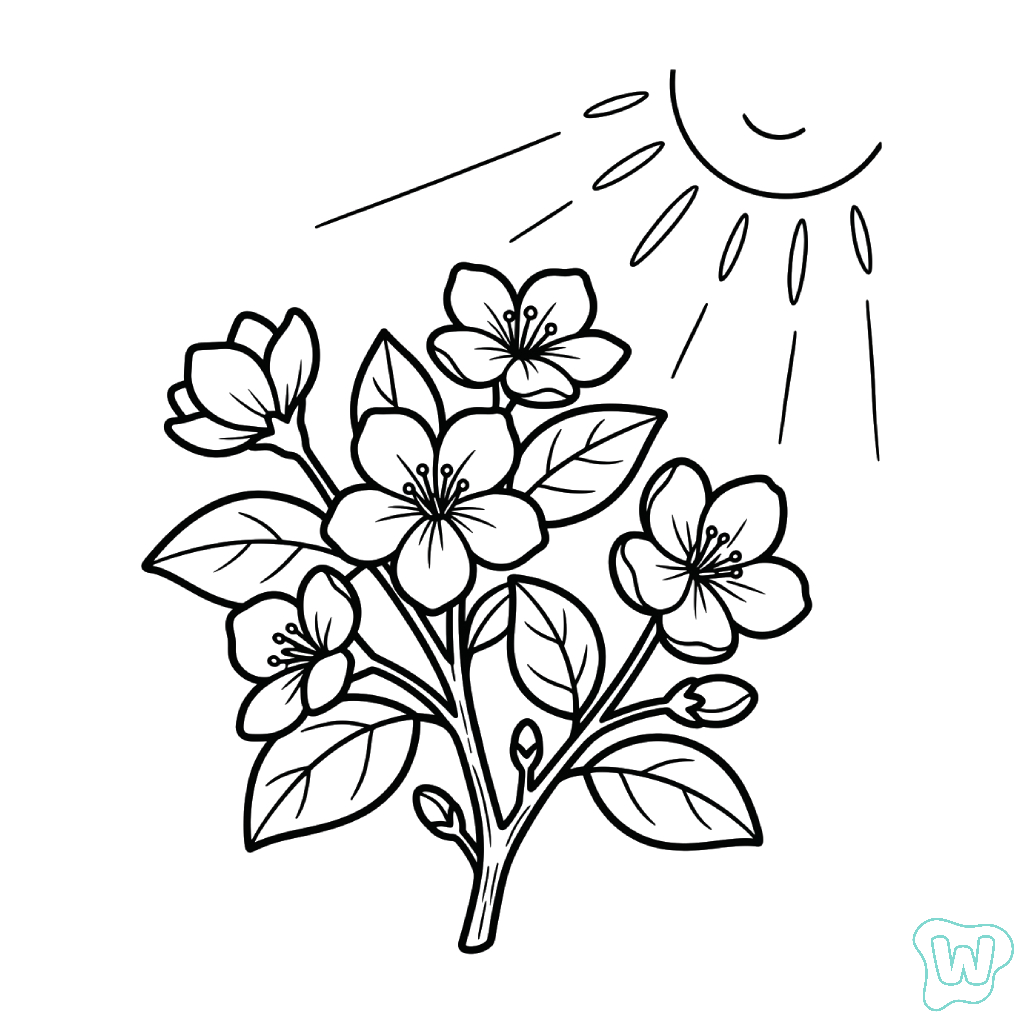 páginas para colorear gratis Jazmín