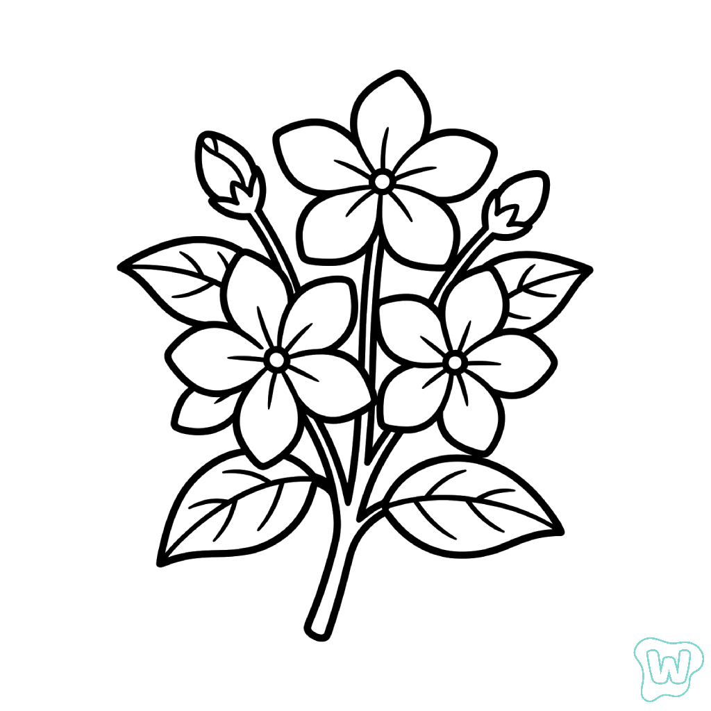 Jazmín para colorear y Imprimir PDF
