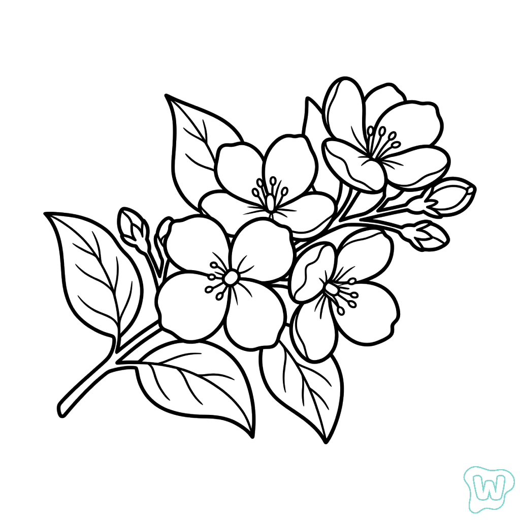 páginas para colorear lindas y fáciles de Jazmín