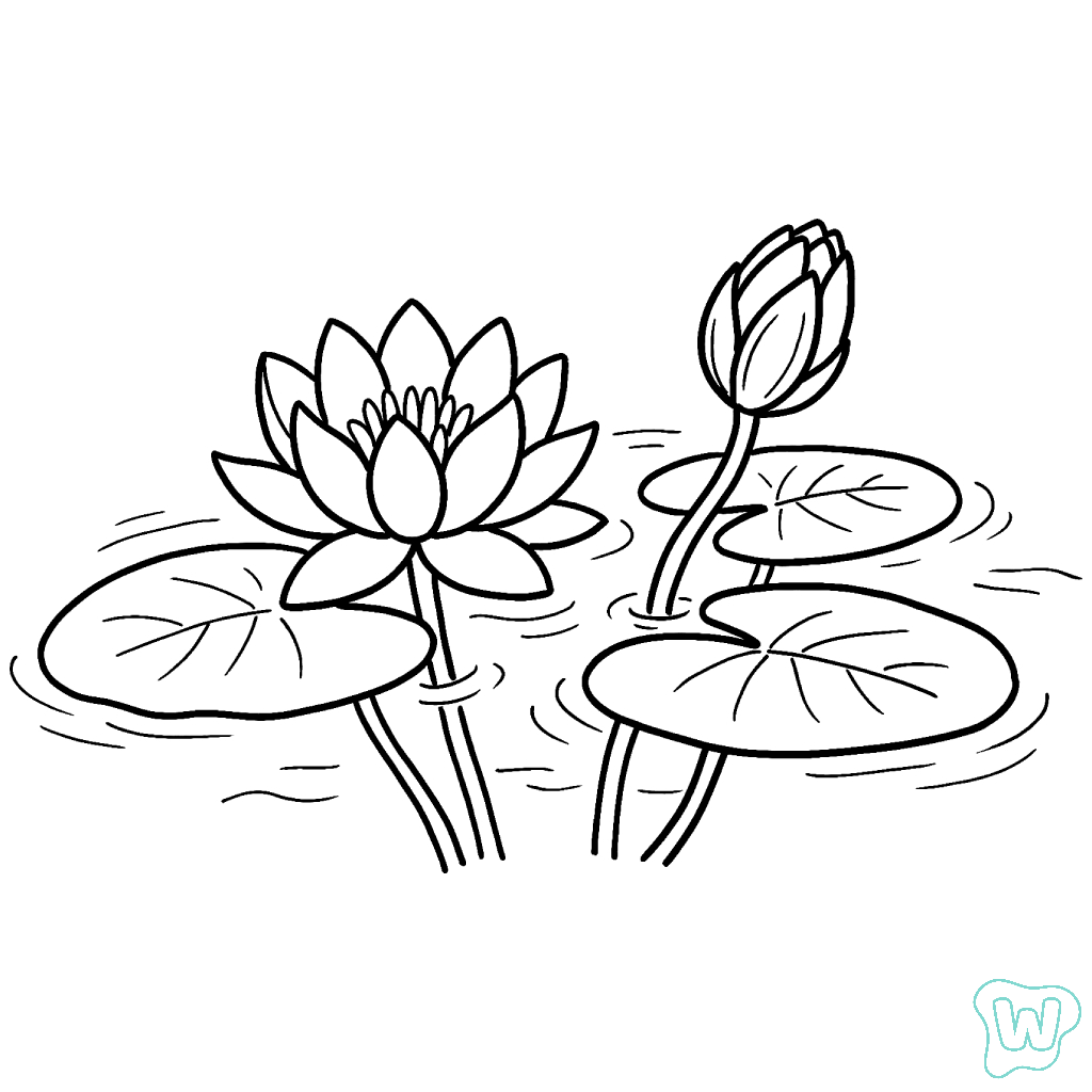 páginas para colorear imprimibles Nenúfar