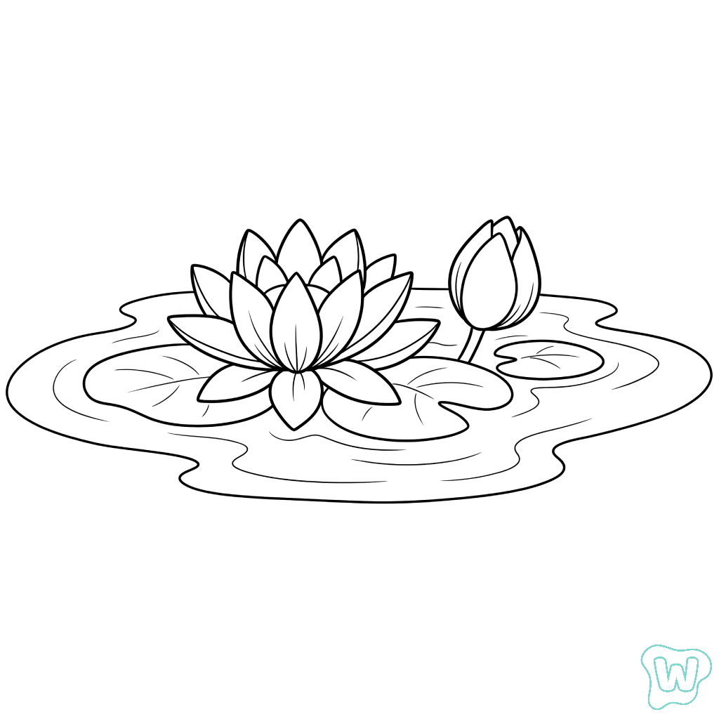 Nenúfar páginas para colorear para adultos fáciles