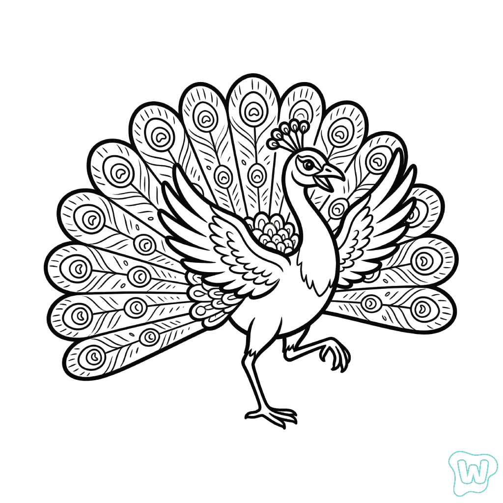 páginas para colorear gratis Pavo Real pdf