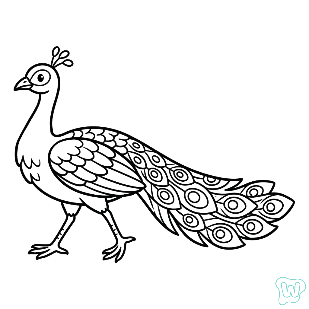 páginas para colorear para niños Pavo Real