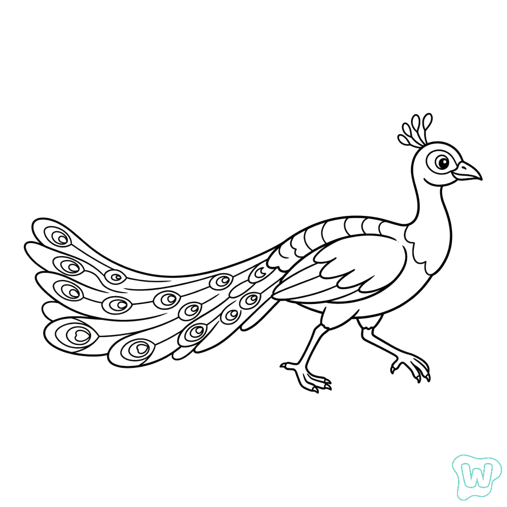 páginas para colorear lindas y fáciles de Pavo Real