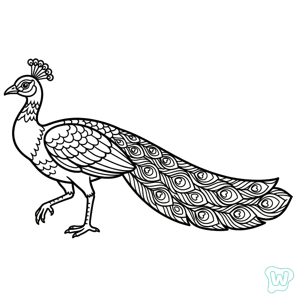 páginas para colorear detalladas de Pavo Real