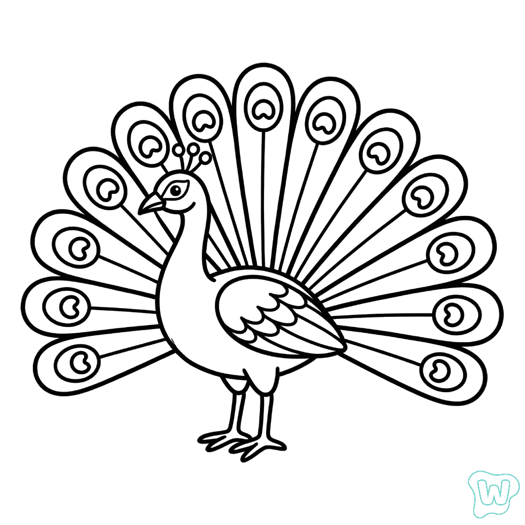 páginas para colorear de preescolar Pavo Real