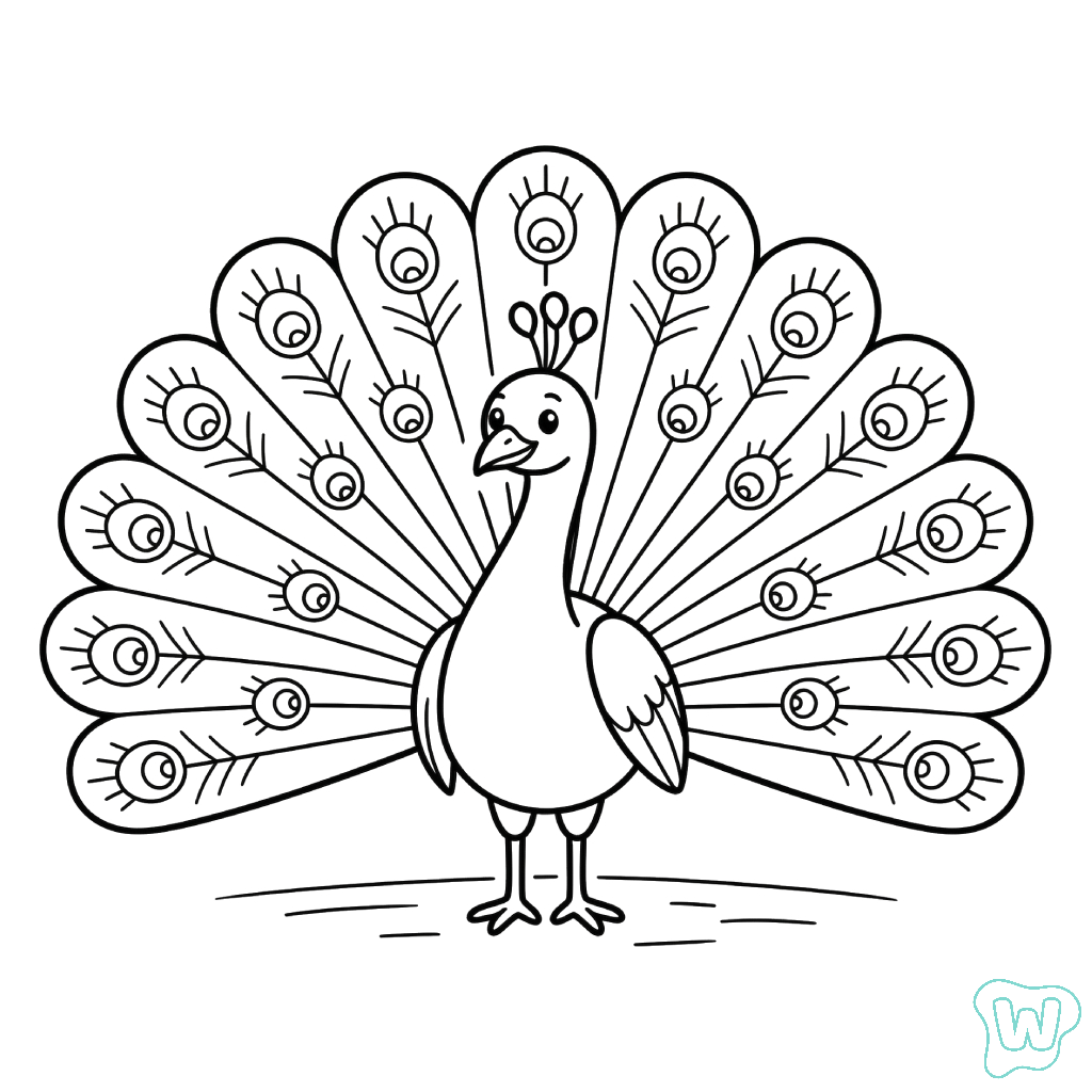 Pavo Real páginas para colorear de adornos