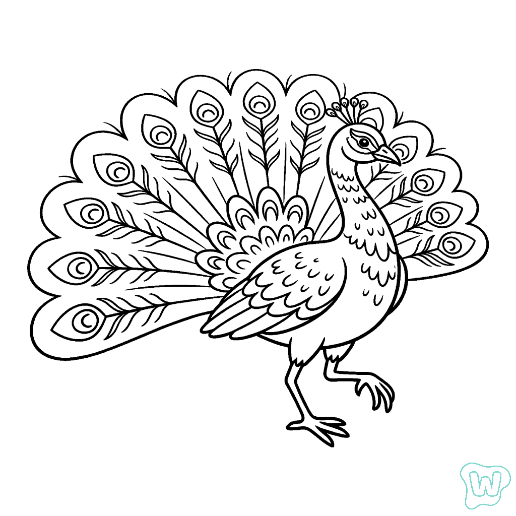 colorear y Imprimir PDF gratis Pavo Real