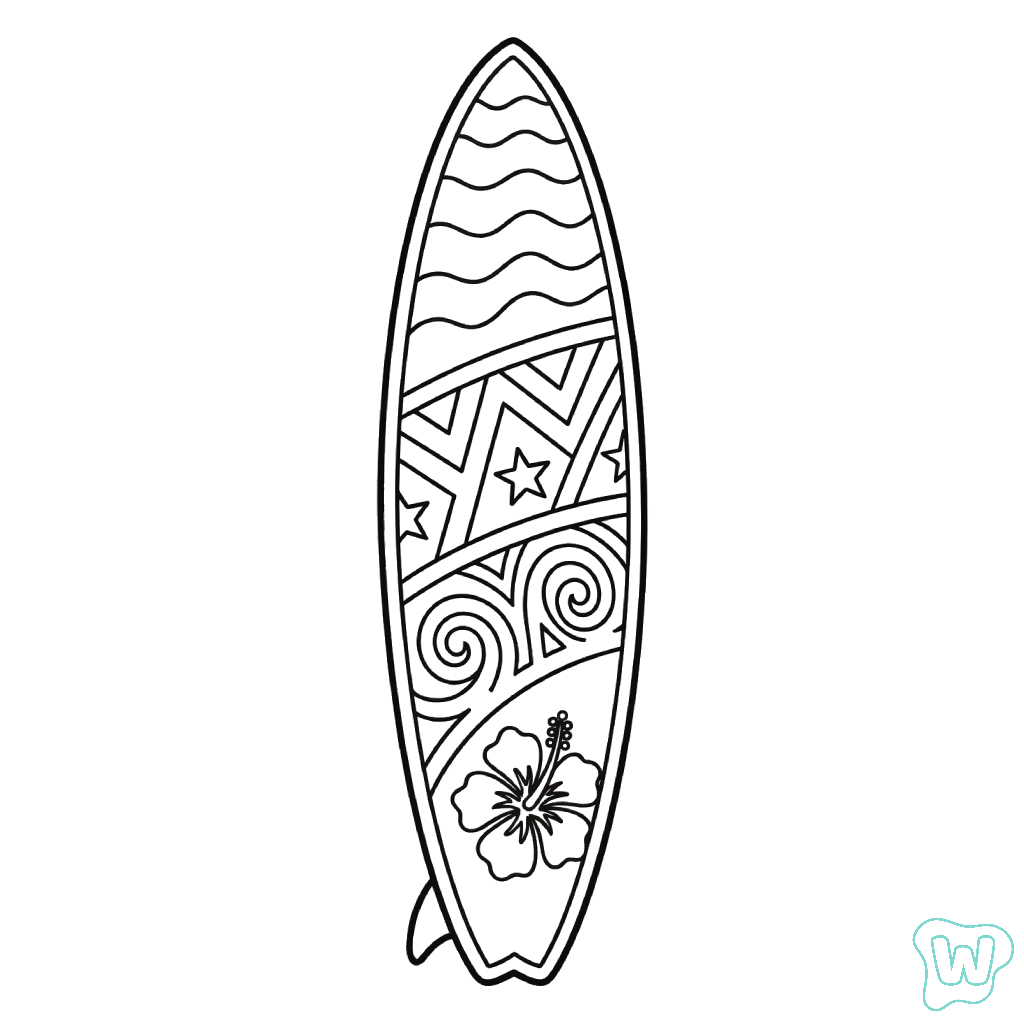 Disegni da colorare di tavole da surf gratuiti per bambini