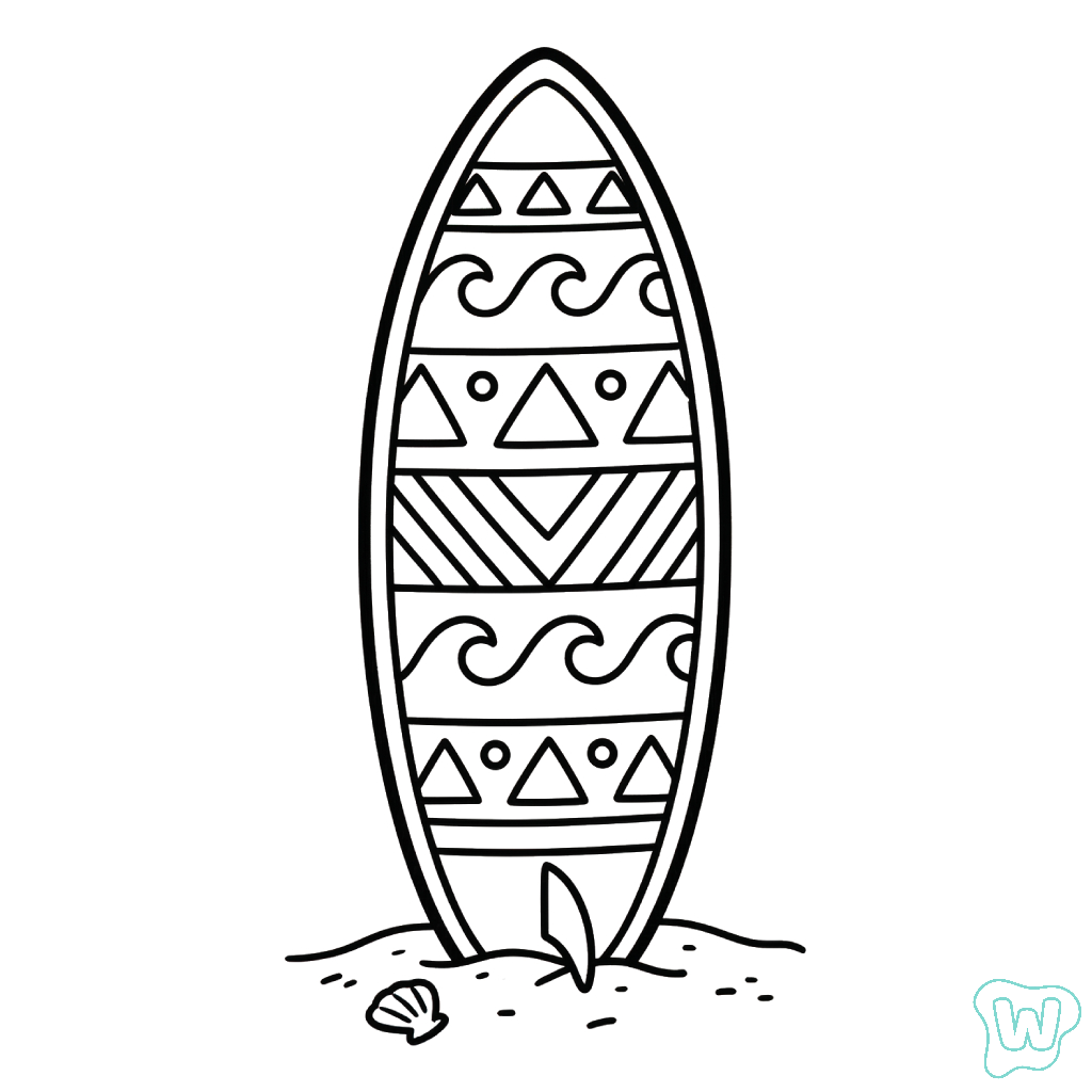 Disegni da colorare di tavole da surf carini e facili