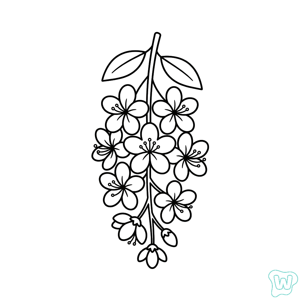 páginas para colorear de árboles Árbol de Lluvia Dorada gratis