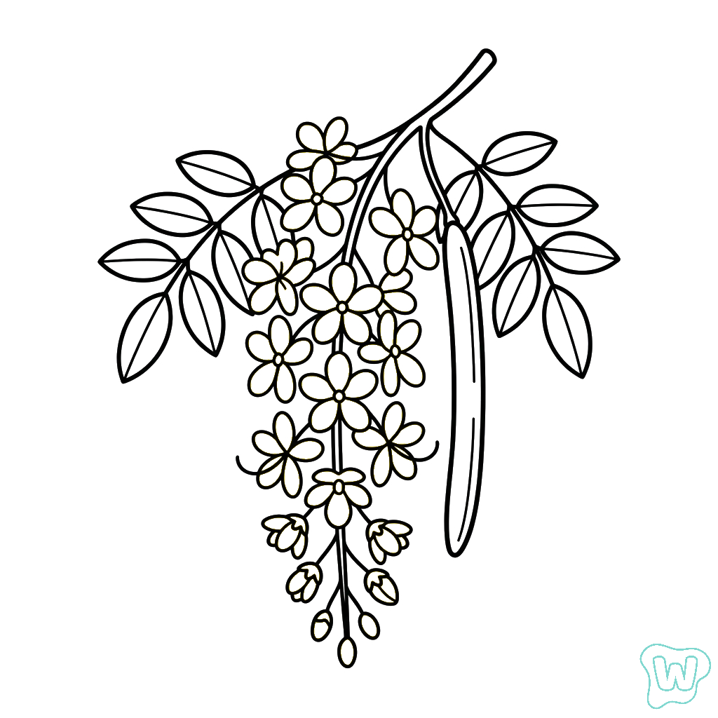 páginas para colorear Árbol de Lluvia Dorada imprimibles gratis