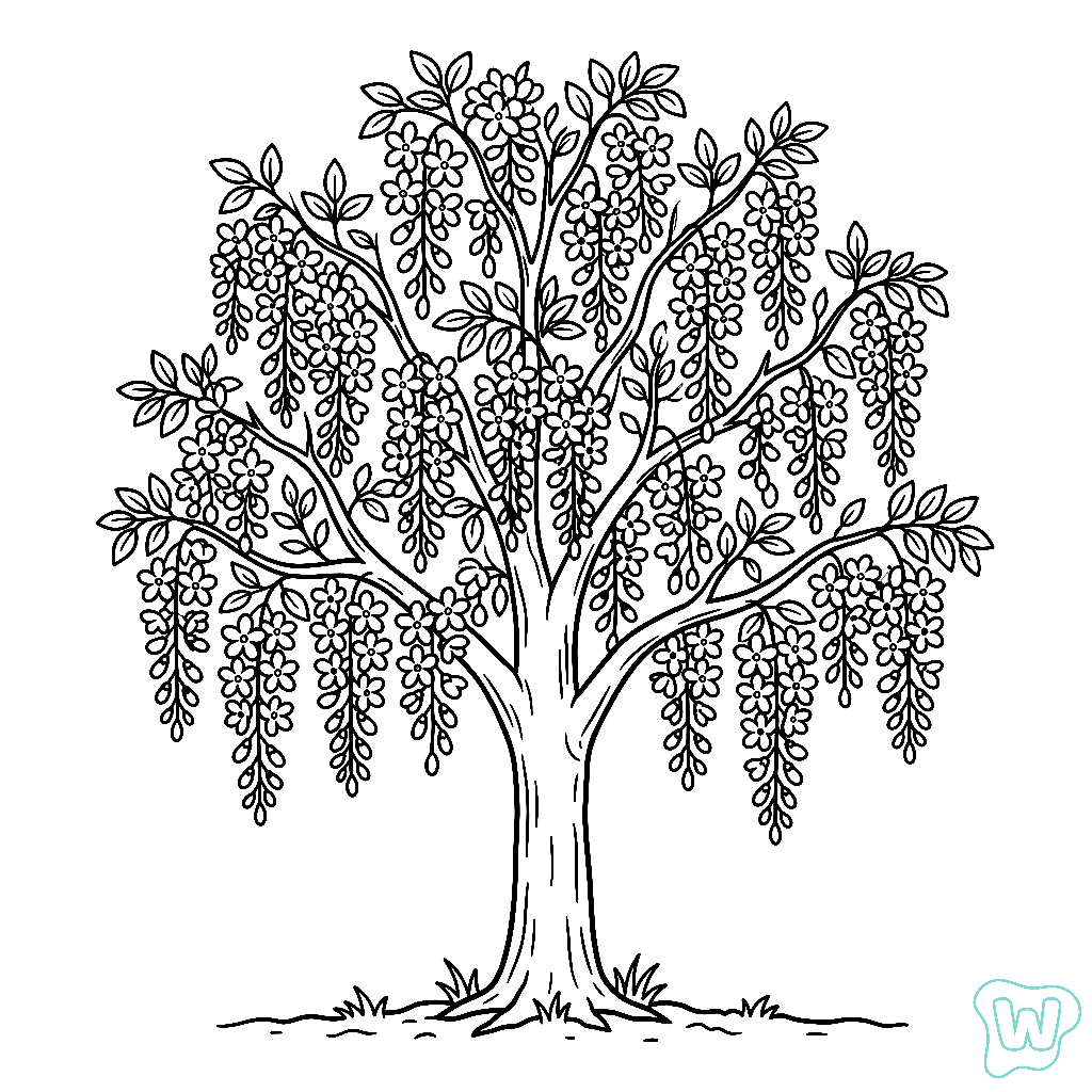 páginas para colorear Árbol de Lluvia Dorada imprimibles gratis 1