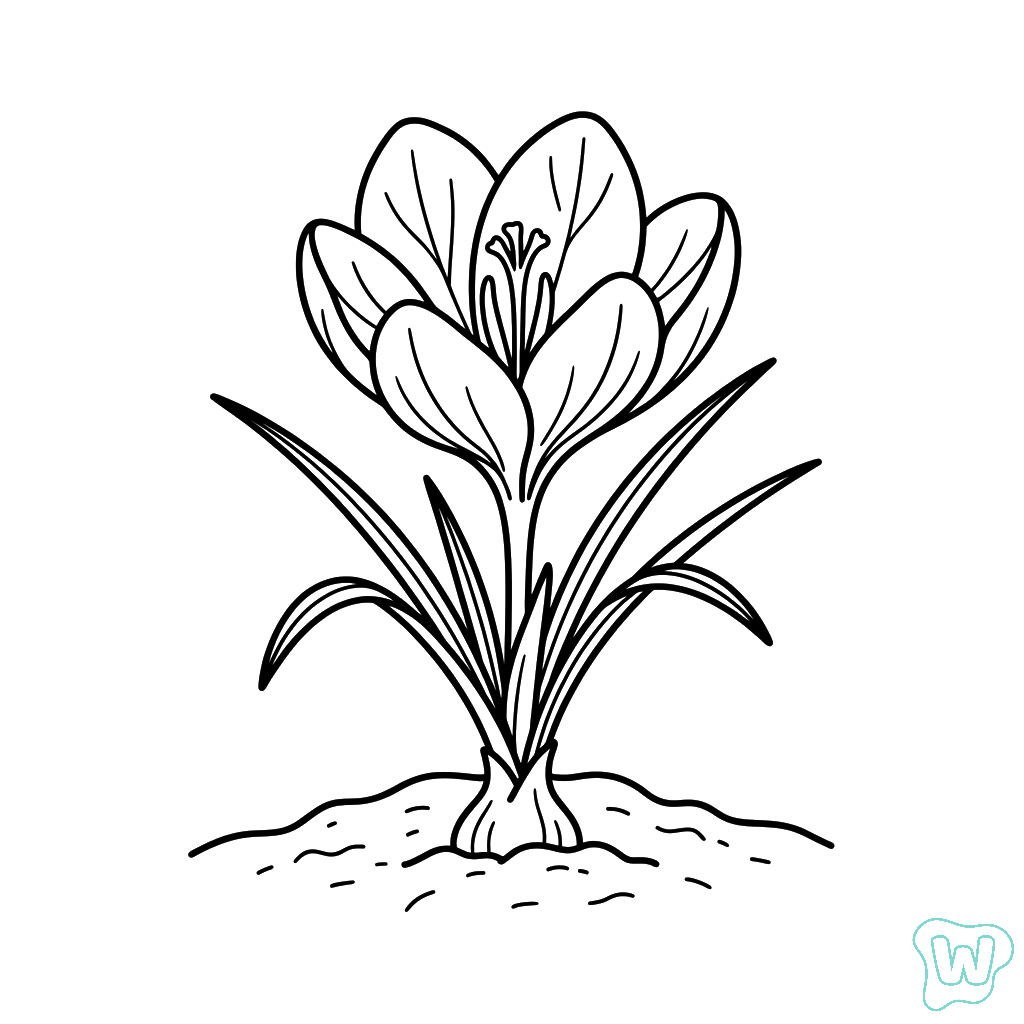 colorear y Imprimir PDF gratis Azafrán Crocus